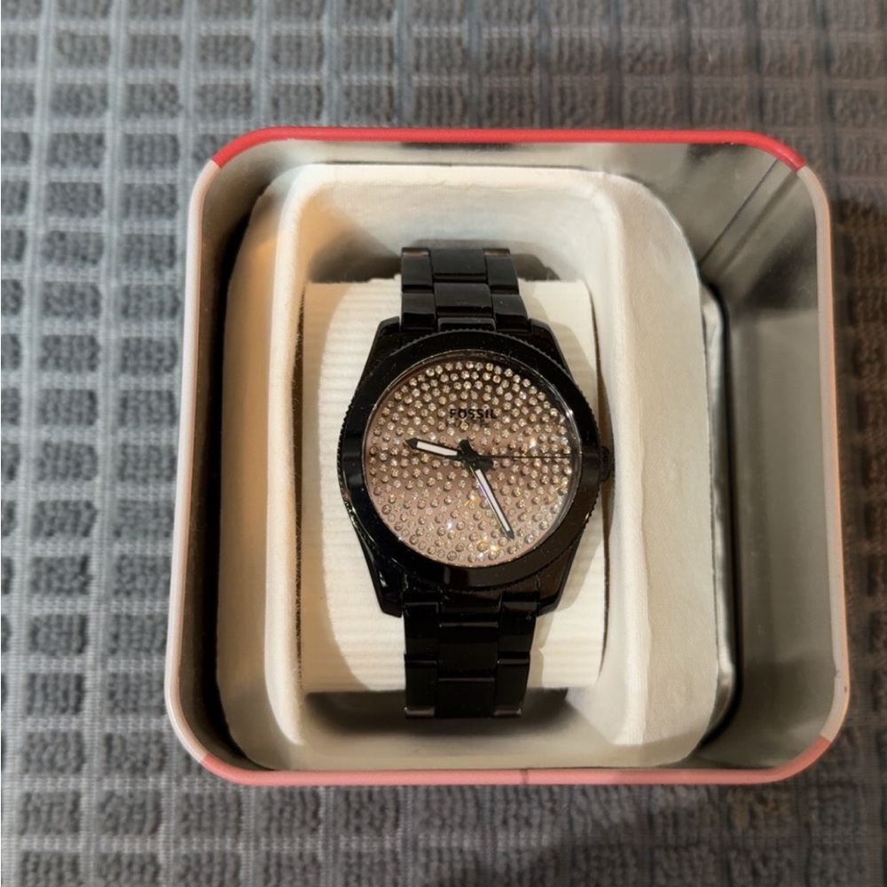 Fossil Black and Rose Gold Women's Watch